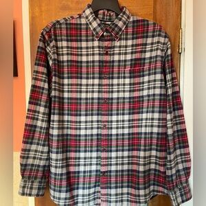 Lands’ End LS Men Plaid Button Down Flannel Collared Shirt